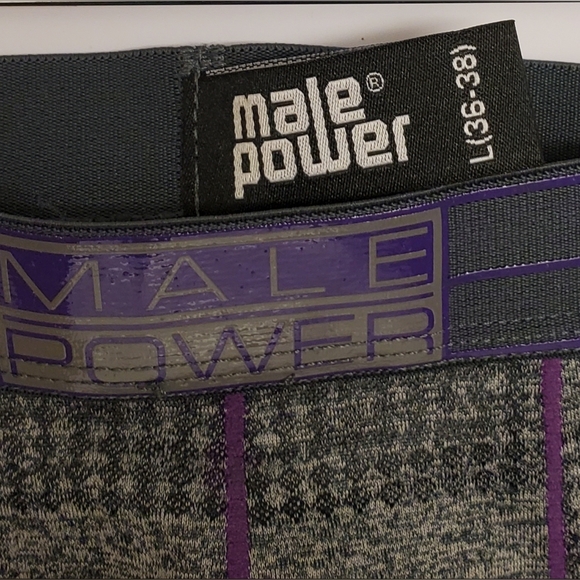 Male Boxer Brief Large 36/38 Gray Purple by Male Power - Picture 4 of 4